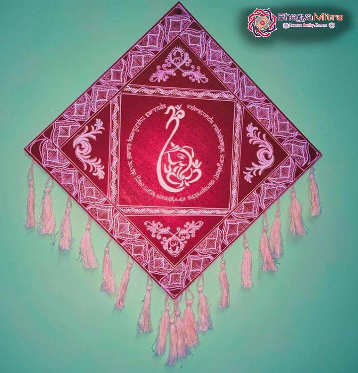 Aipan Art Lord Ganesha Wall Hanging With Mantra